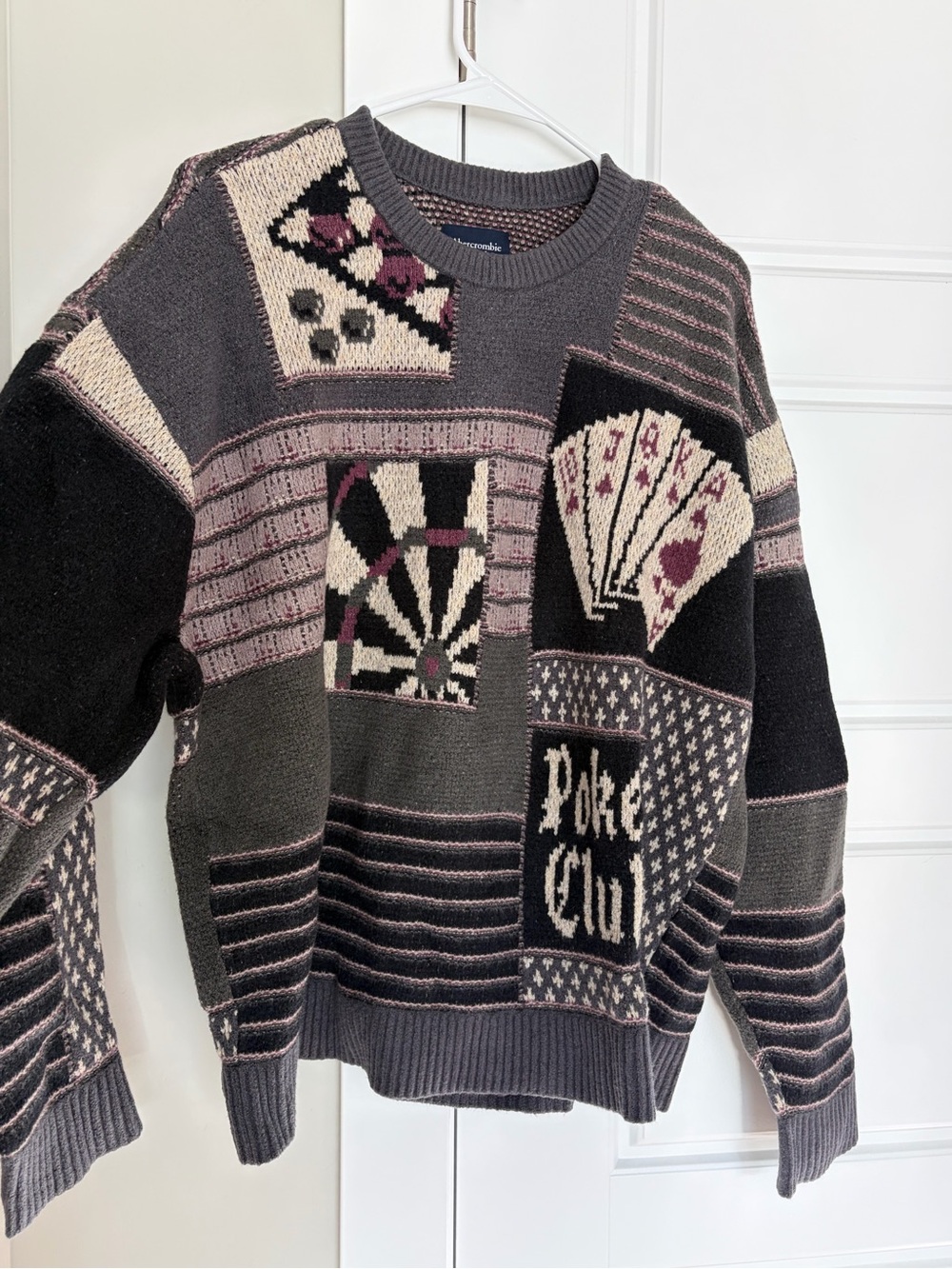 Abercrombie & Fitch Crewneck Sweater in Gray, Pink & Cream